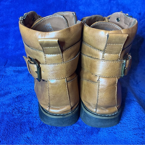 Vostey Milan Brown Combat Motorcycle Leather Boots Lace Up & Zip Mens Size 10.5 main image 13